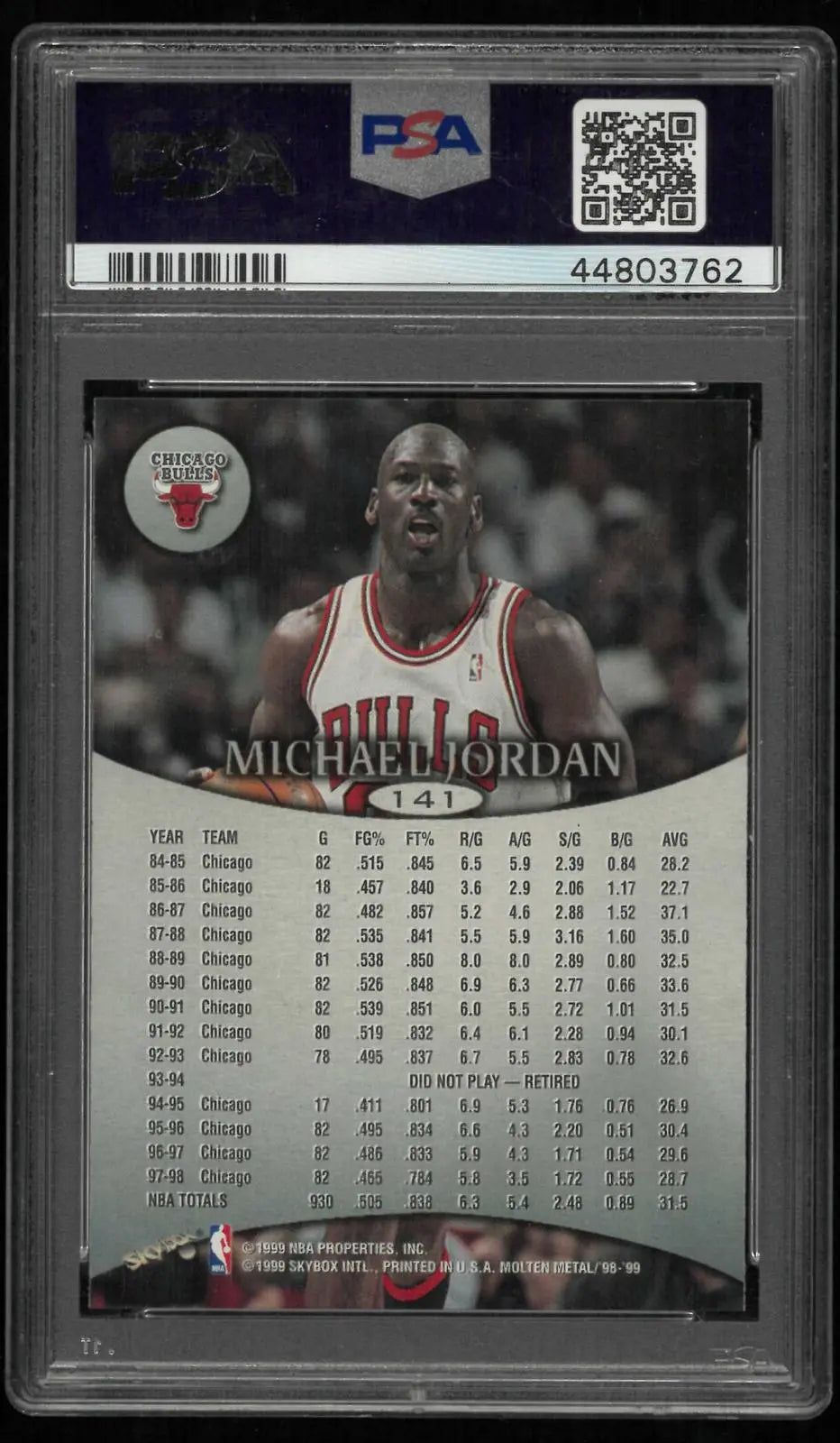 1998-99 Skybox Basketball Supernatural Molten Metal Michael Jordan PSA 9 