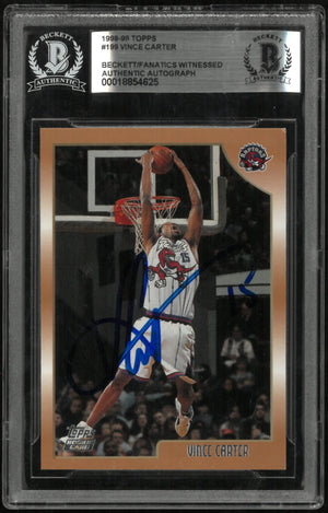 1998-99 Topps Basketball Vince Carter Rookie In Person Auto BGS Authentic 