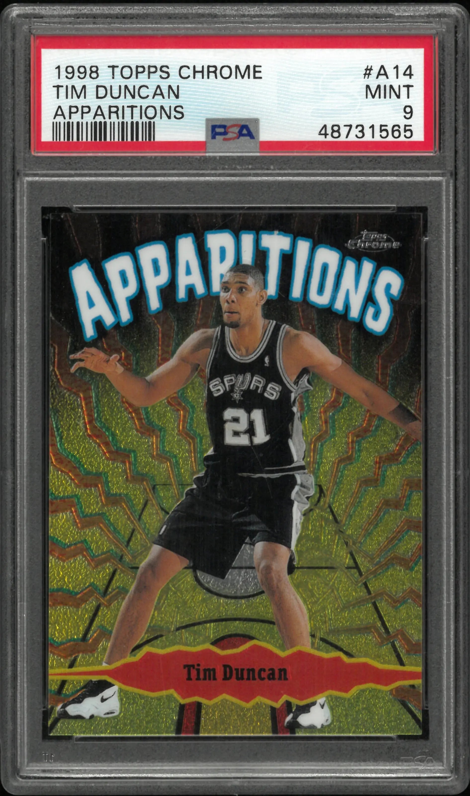 1998-99 Topps Chrome Apparitions Tim Duncan PSA 9 