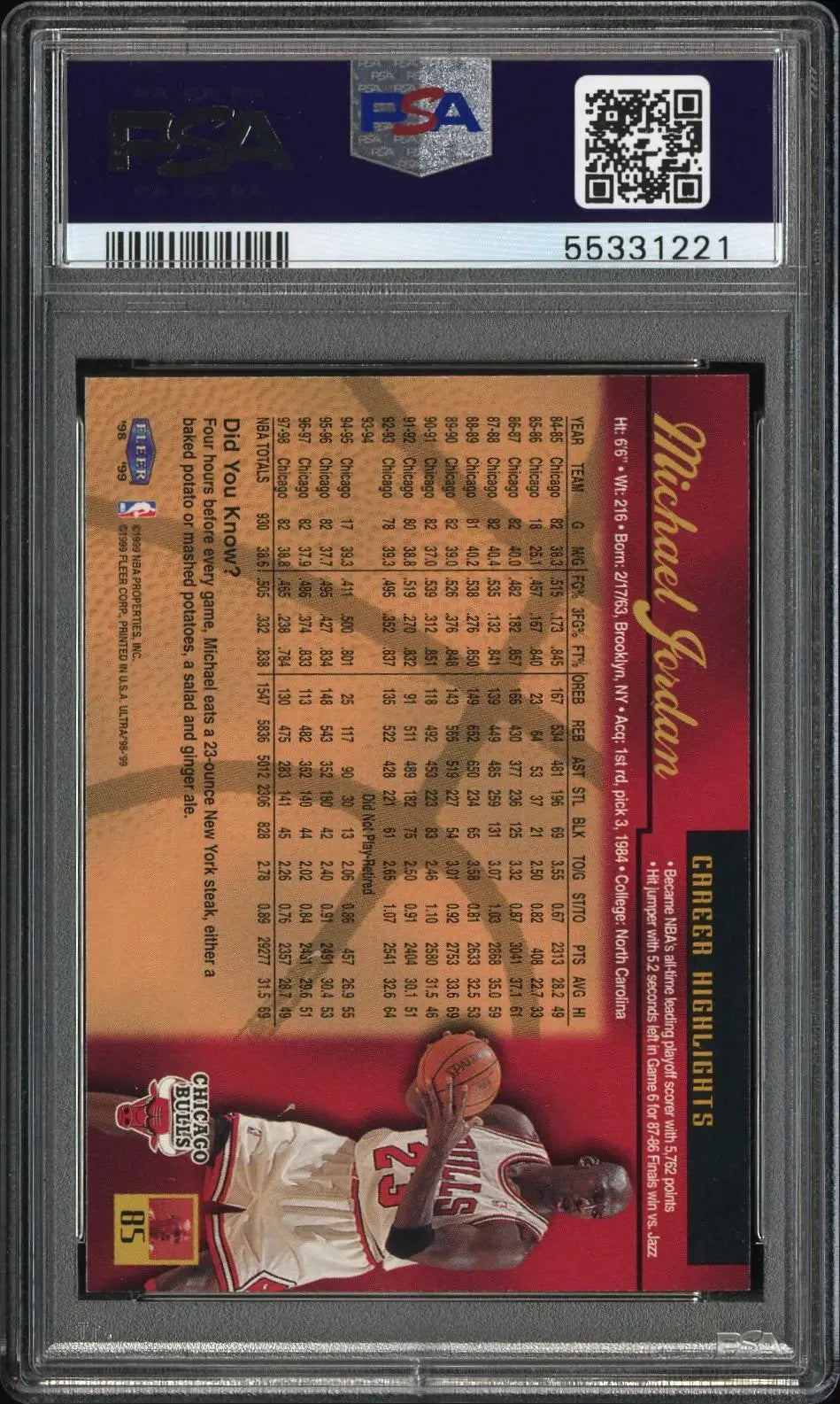 1998 Fleer Ultra Michael Jordan PSA 9 