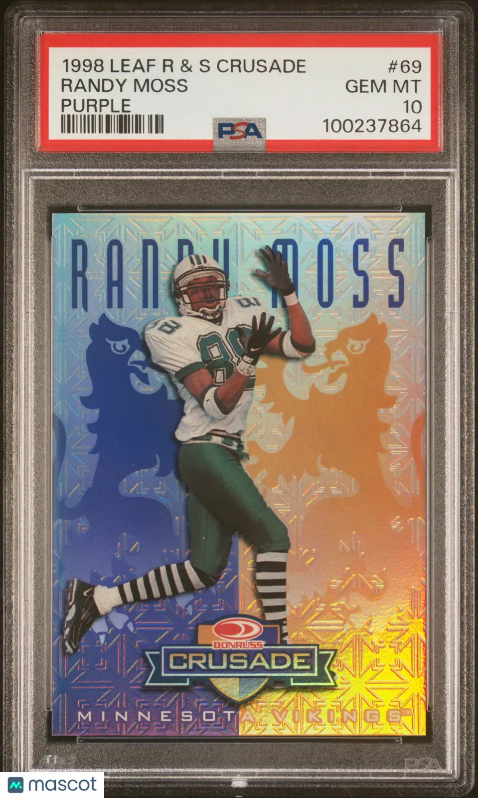 1998 Leaf R & S Crusade Randy Moss #69 Purple PSA 10 /100 