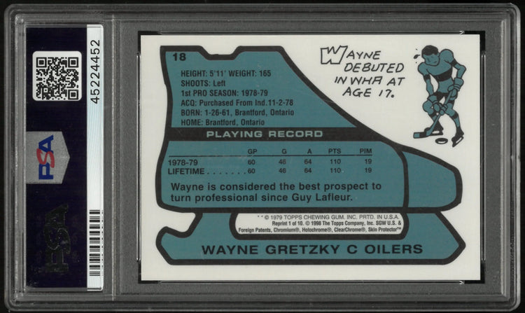 1998 O-Pee-Chee OPC Chrome Blast From The Past Wayne Gretzky #1 PSA 9 