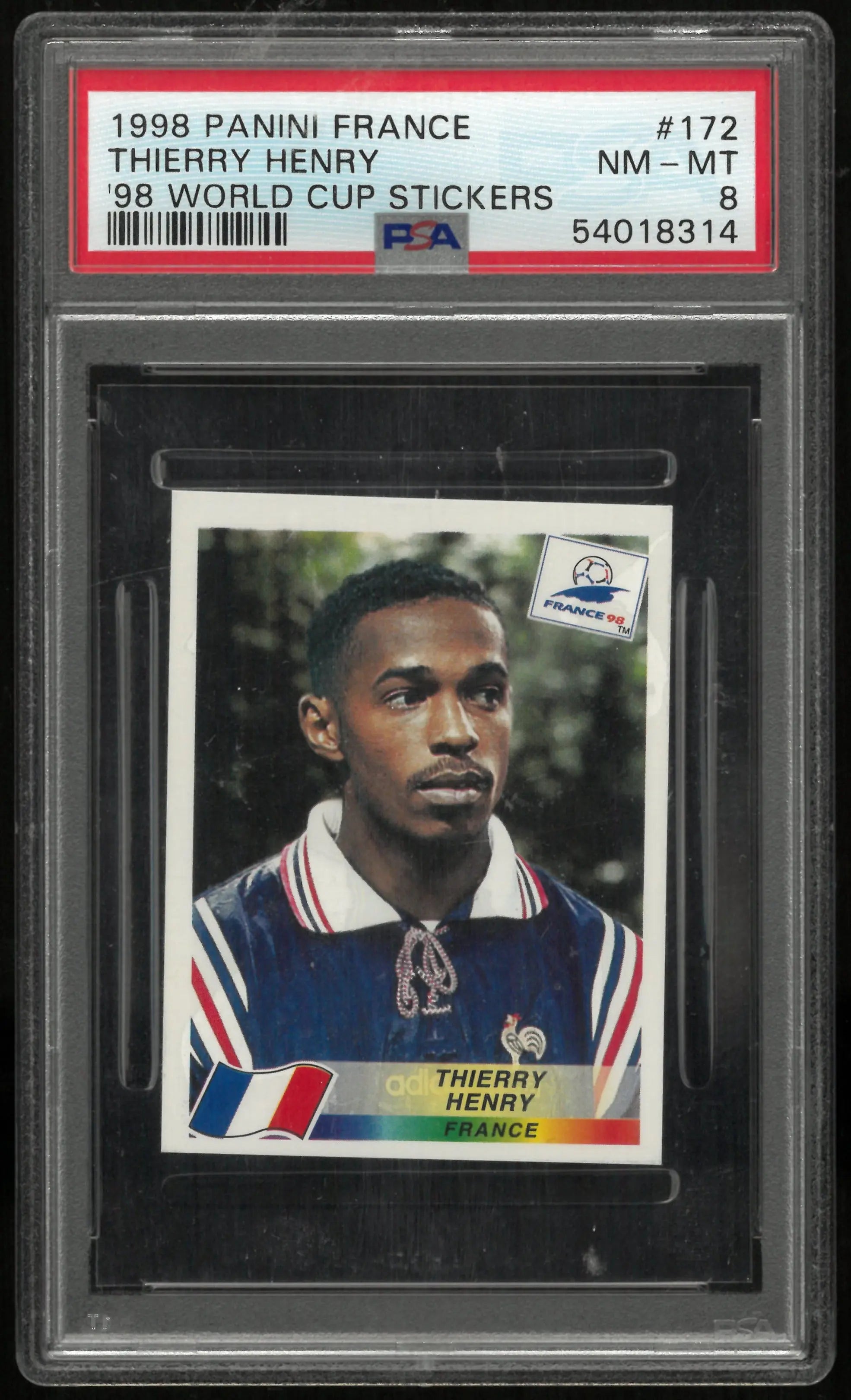 1998 Panini France '98 World Cup Stickers Thierry Henry #172 PSA 8 