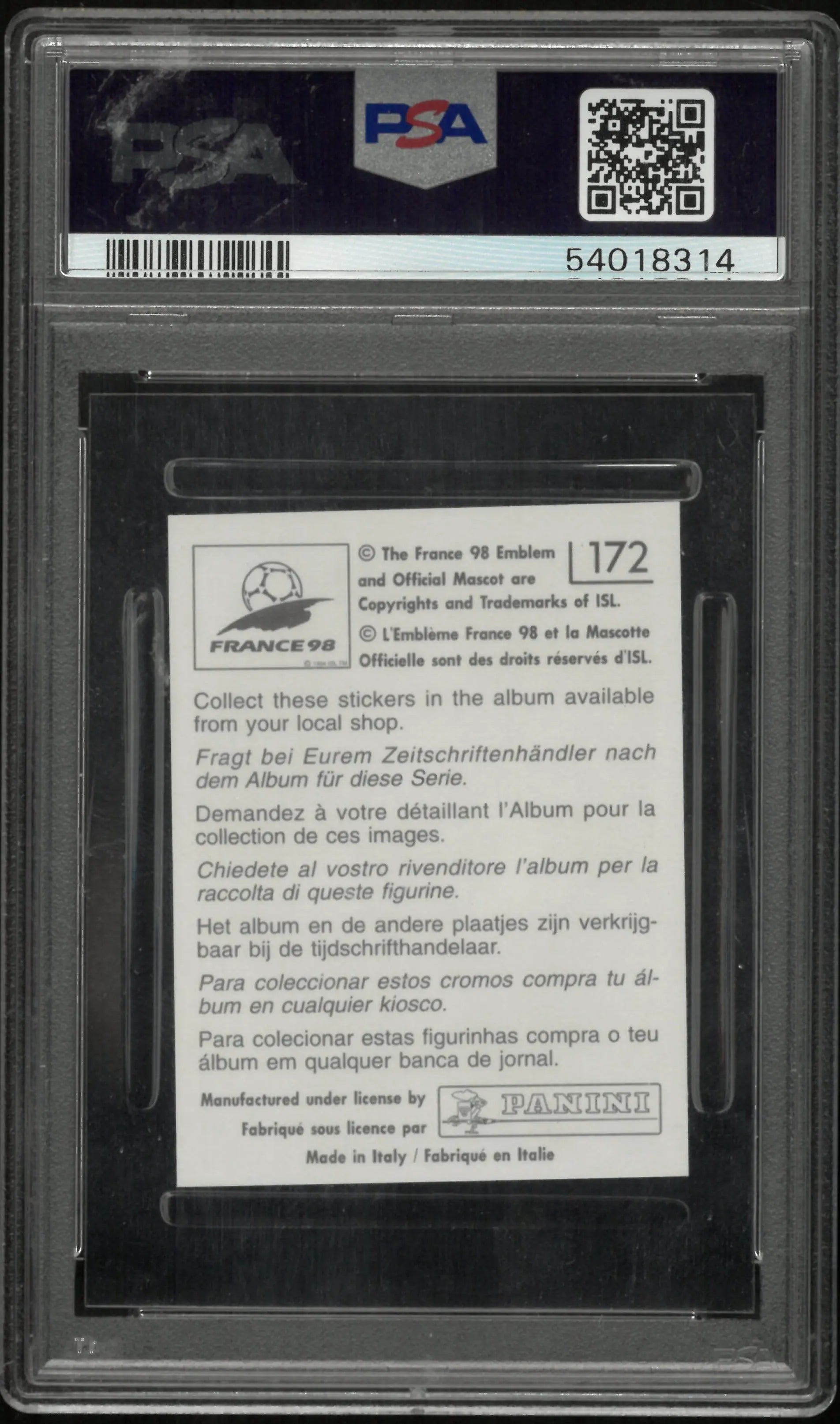 1998 Panini France '98 World Cup Stickers Thierry Henry #172 PSA 8 