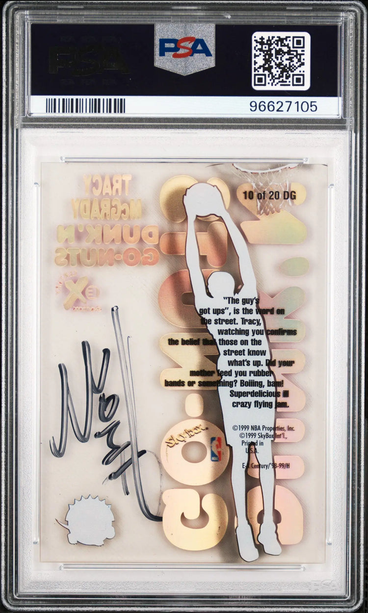 1998 Skybox E-X Century Dunk 'N Go-Nuts #10DG Tracy Mcgrady Auto PSA 8 