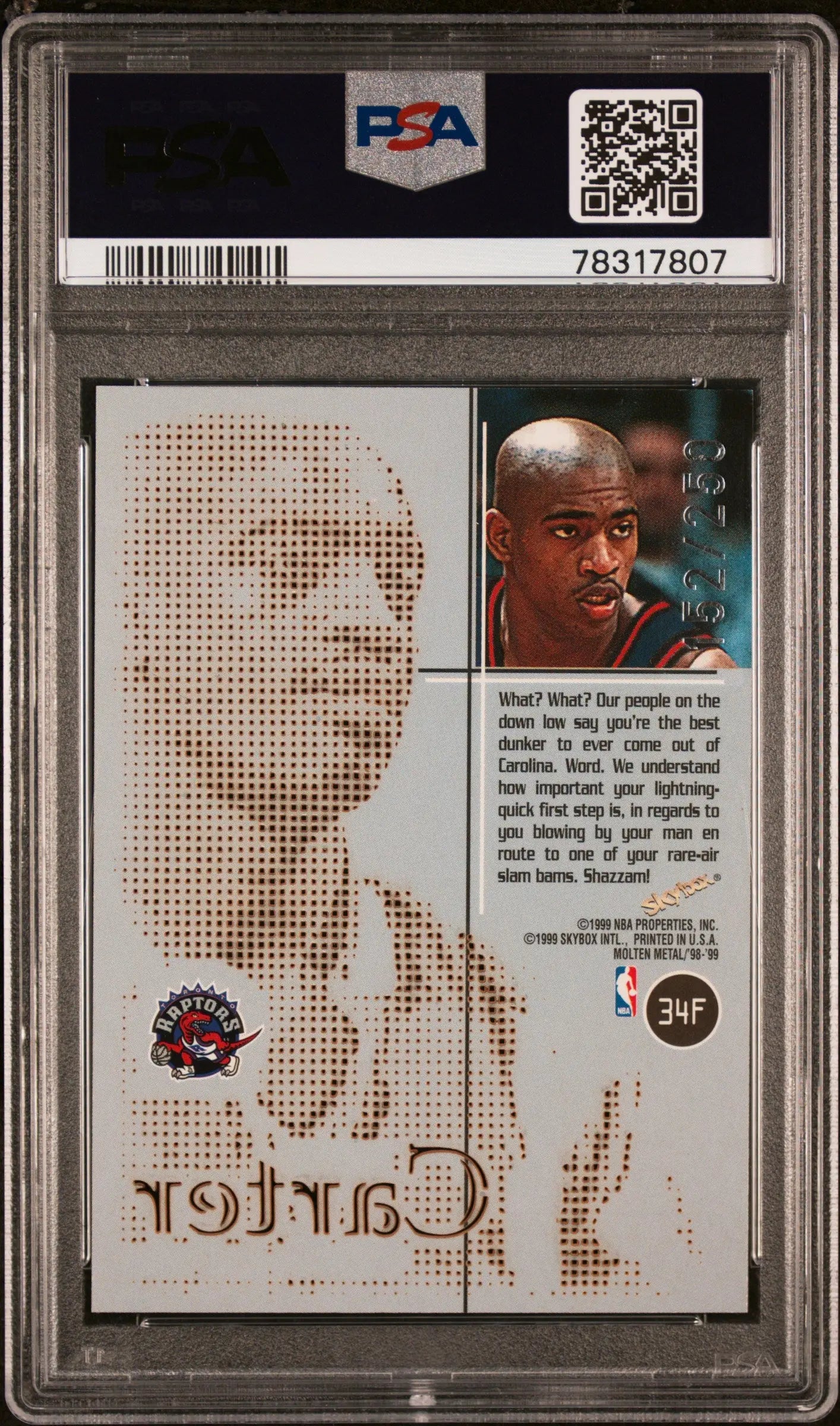 1998 Skybox Molten Metal Fusion Vince Carter #34F PSA 8.5 /250 