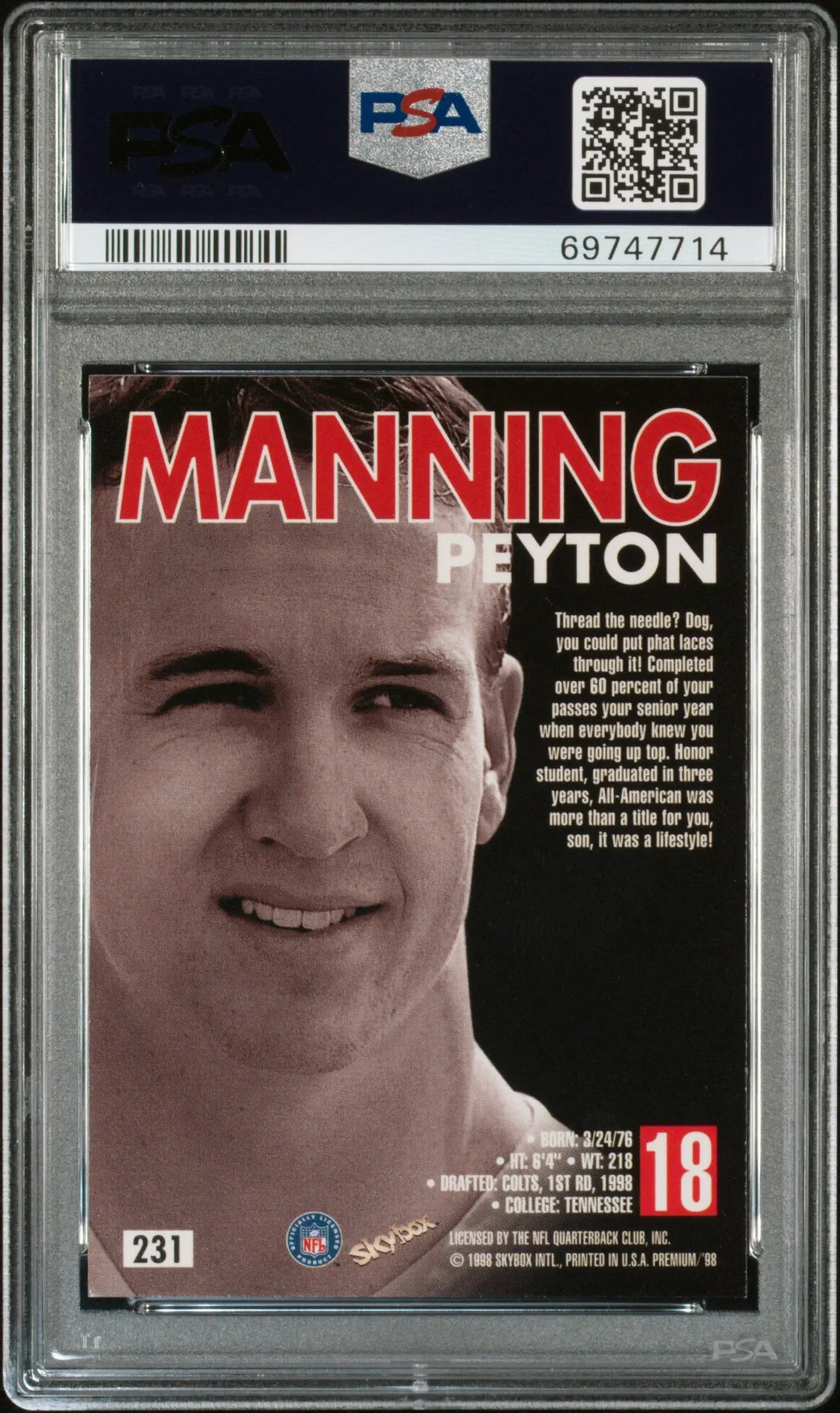 1998 Skybox Premium Peyton Manning #231 PSA 8 