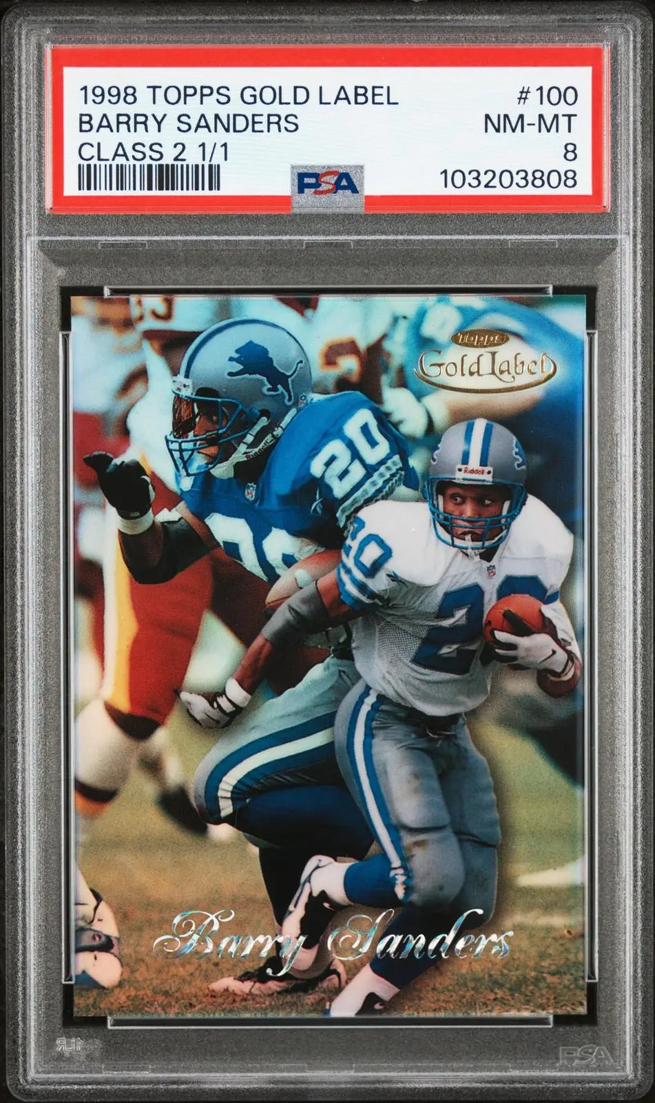 1998 Topps Gold Label Football Class 2 Barry Sanders 1/1 PSA 8 