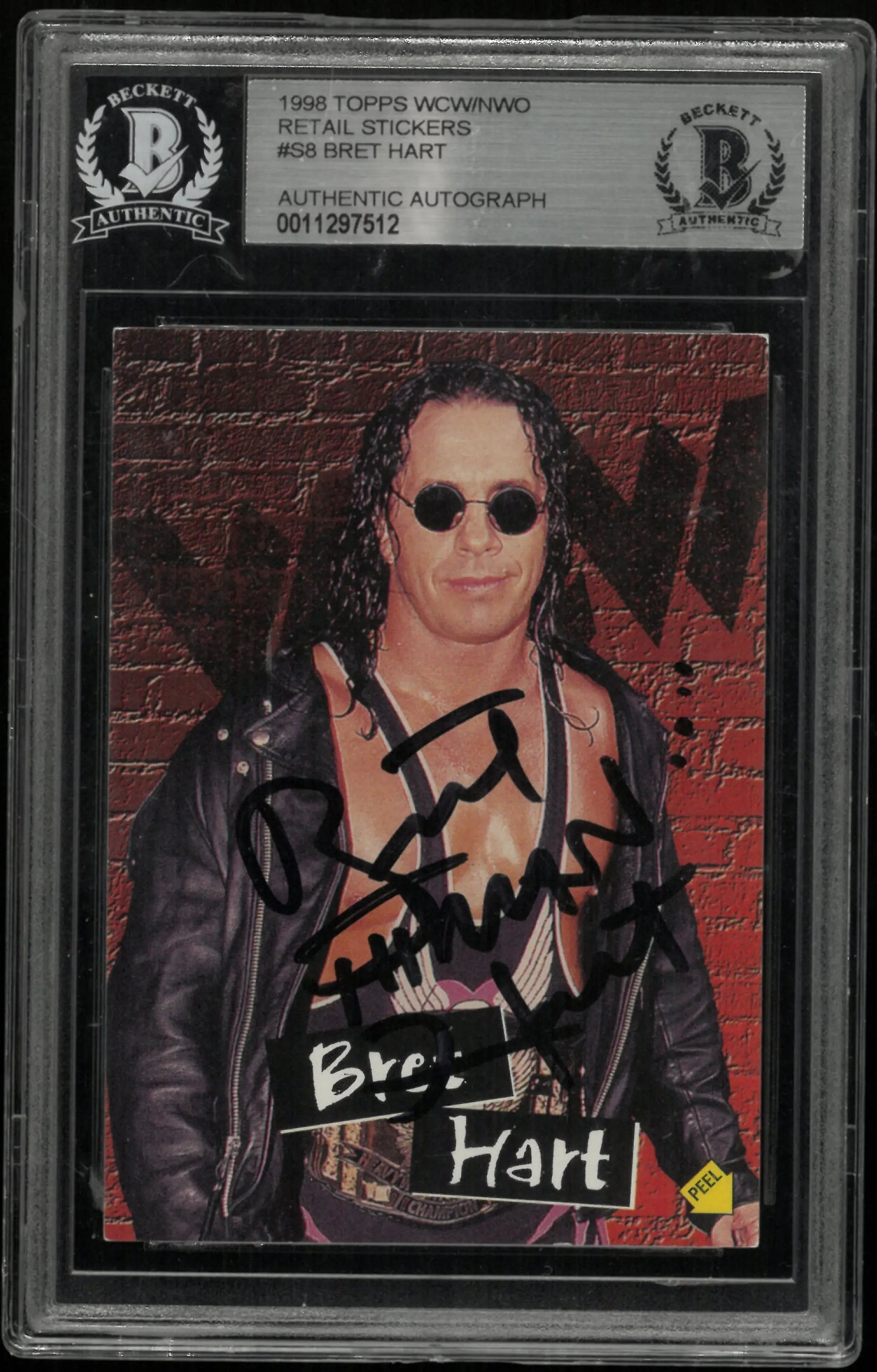 1998 Topps WCW NWO Retail Stickers Bret Hart In Person Auto BGS Authentic 
