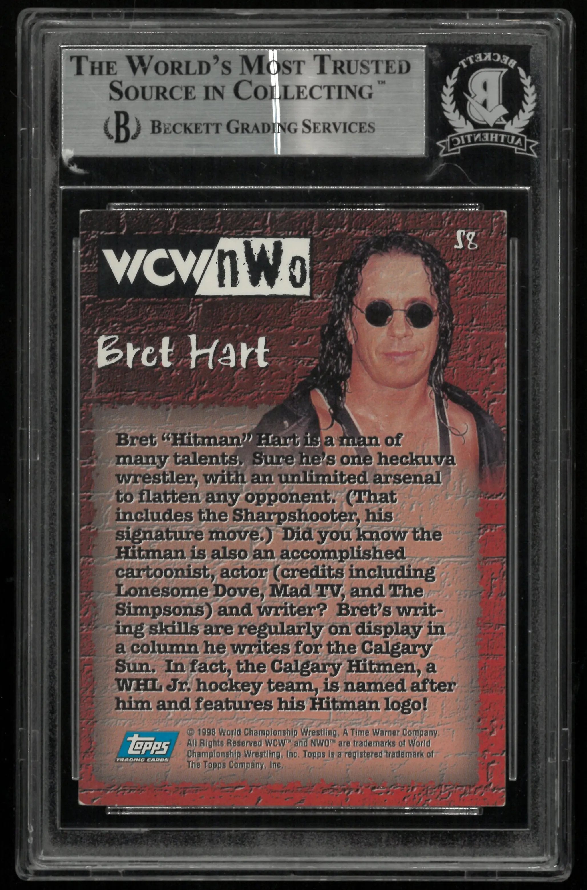 1998 Topps WCW NWO Retail Stickers Bret Hart In Person Auto BGS Authentic 