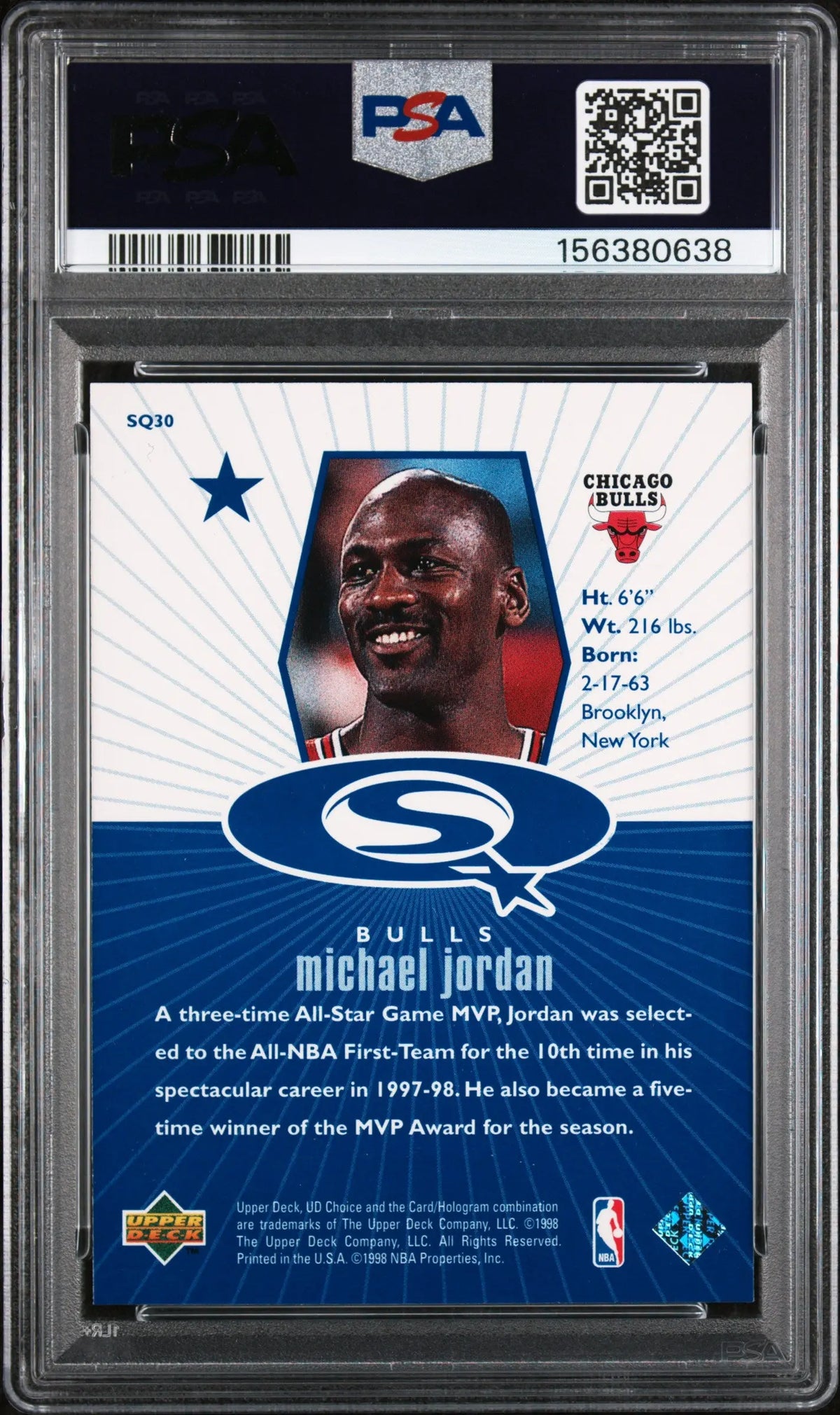 1998 Upper Deck Choice Starquest Michael Jordan Blue PSA 8 