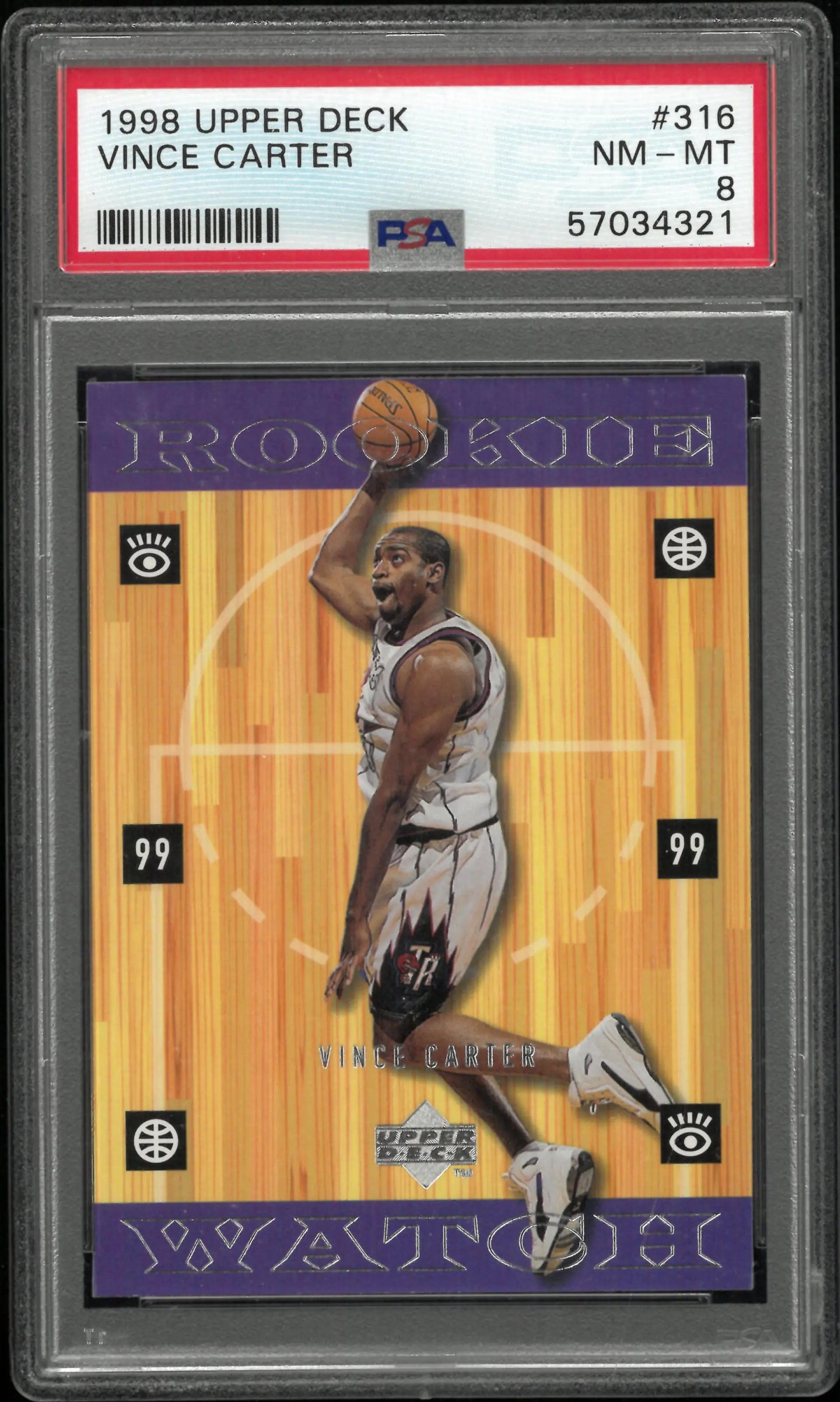 1998 Upper Deck Rookie Vince Carter RC PSA 8 