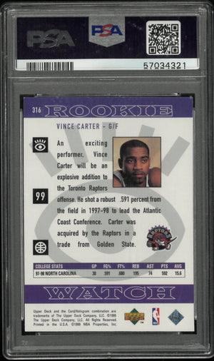 1998 Upper Deck Rookie Vince Carter RC PSA 8 