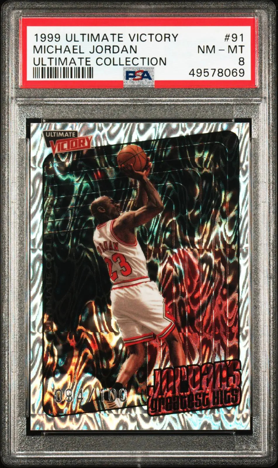 1999-00 UD Ultimate Victory Michael Jordan Greatest Hits U Collection /100 PSA 8 