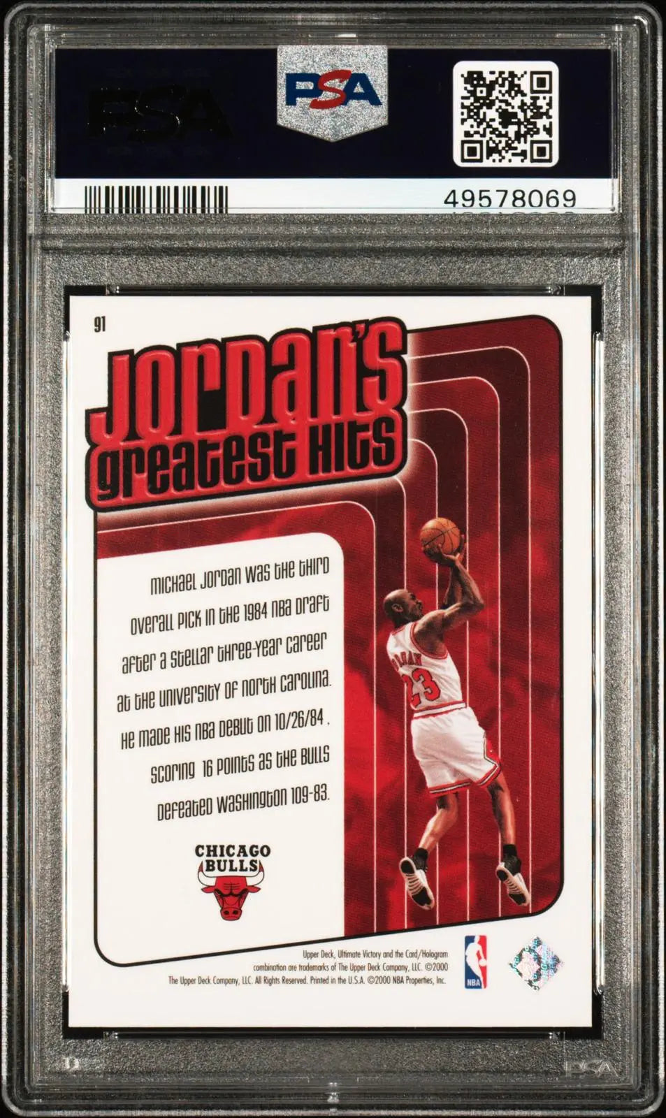 1999-00 UD Ultimate Victory Michael Jordan Greatest Hits U Collection /100 PSA 8 