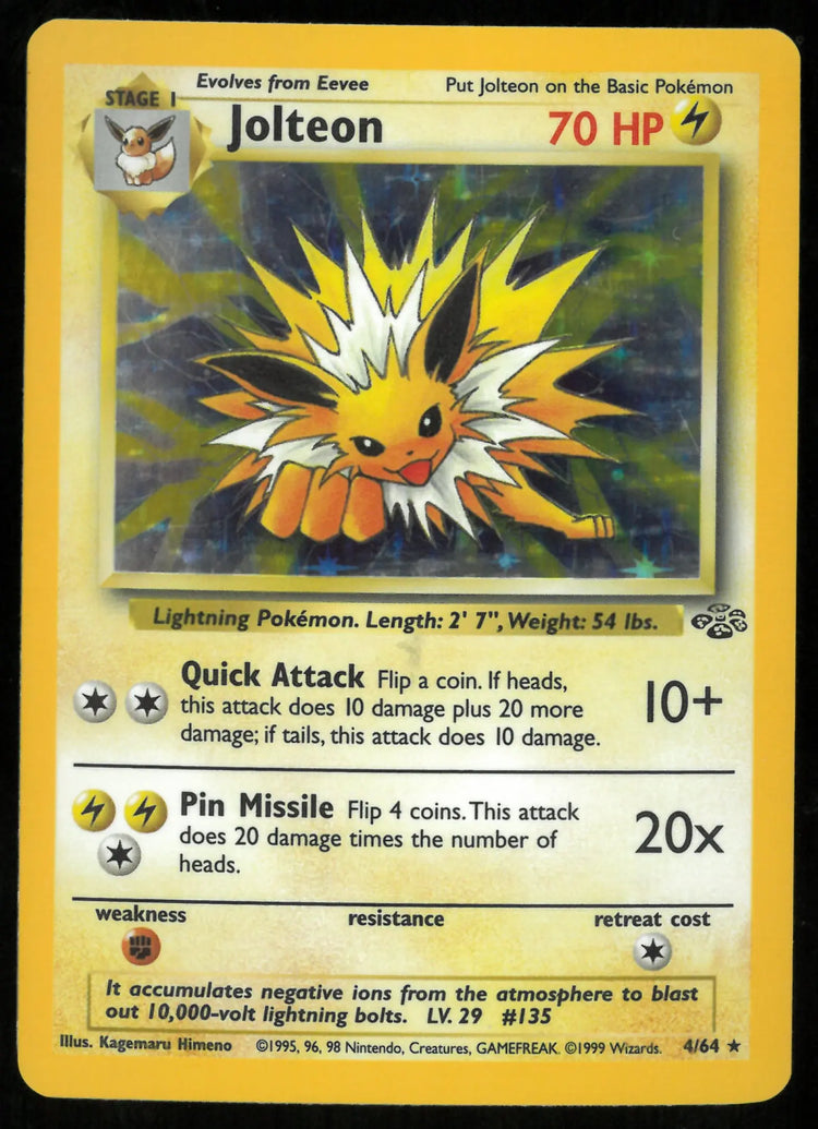 1999 Jungle Unlimited Holofoil Jolteon 4 