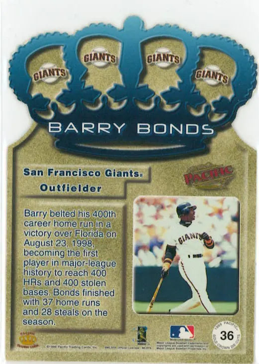 1999 Pacific Barry Bonds Crown Royale Die-Cut 