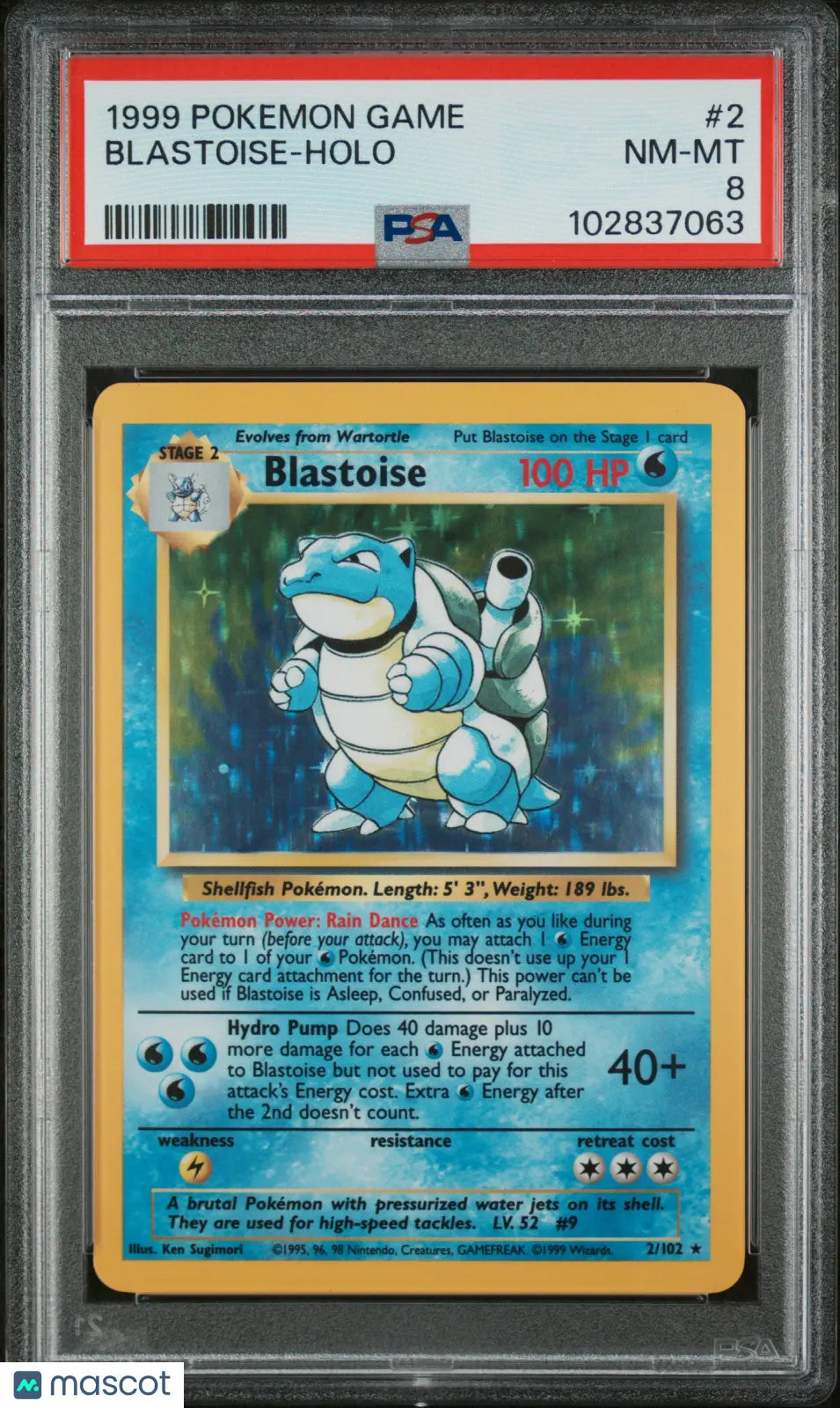 1999 Pokémon Game Blastoise Holo PSA 8 #2 