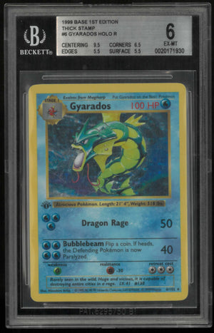 1999 Pokemon Base 1st Edition Gyarados Holo 6/102 BGS 6 