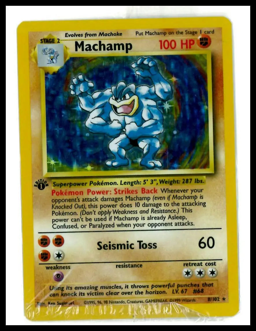 1999 Pokemon Base 1st Edition Machamp 8/102 Sealed 