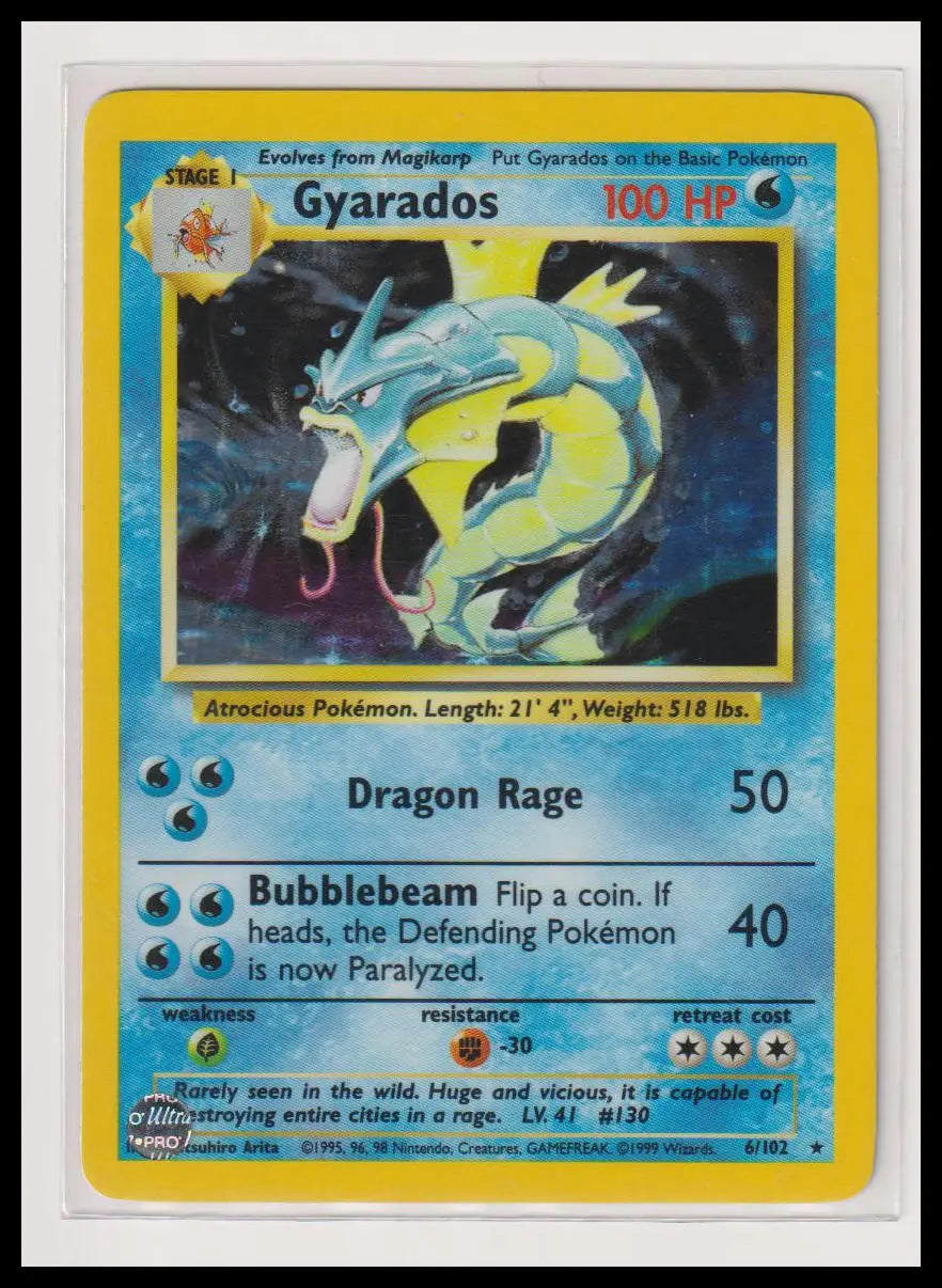 1999 Pokemon Base Gyarados Holo 6/102 