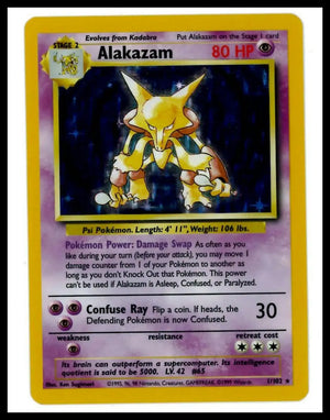 1999 Pokemon Base Set Alakazam 001/102 