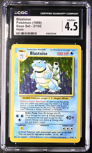 1999 Pokemon Base Set Blastoise Holo 2/102 CGC 4.5 