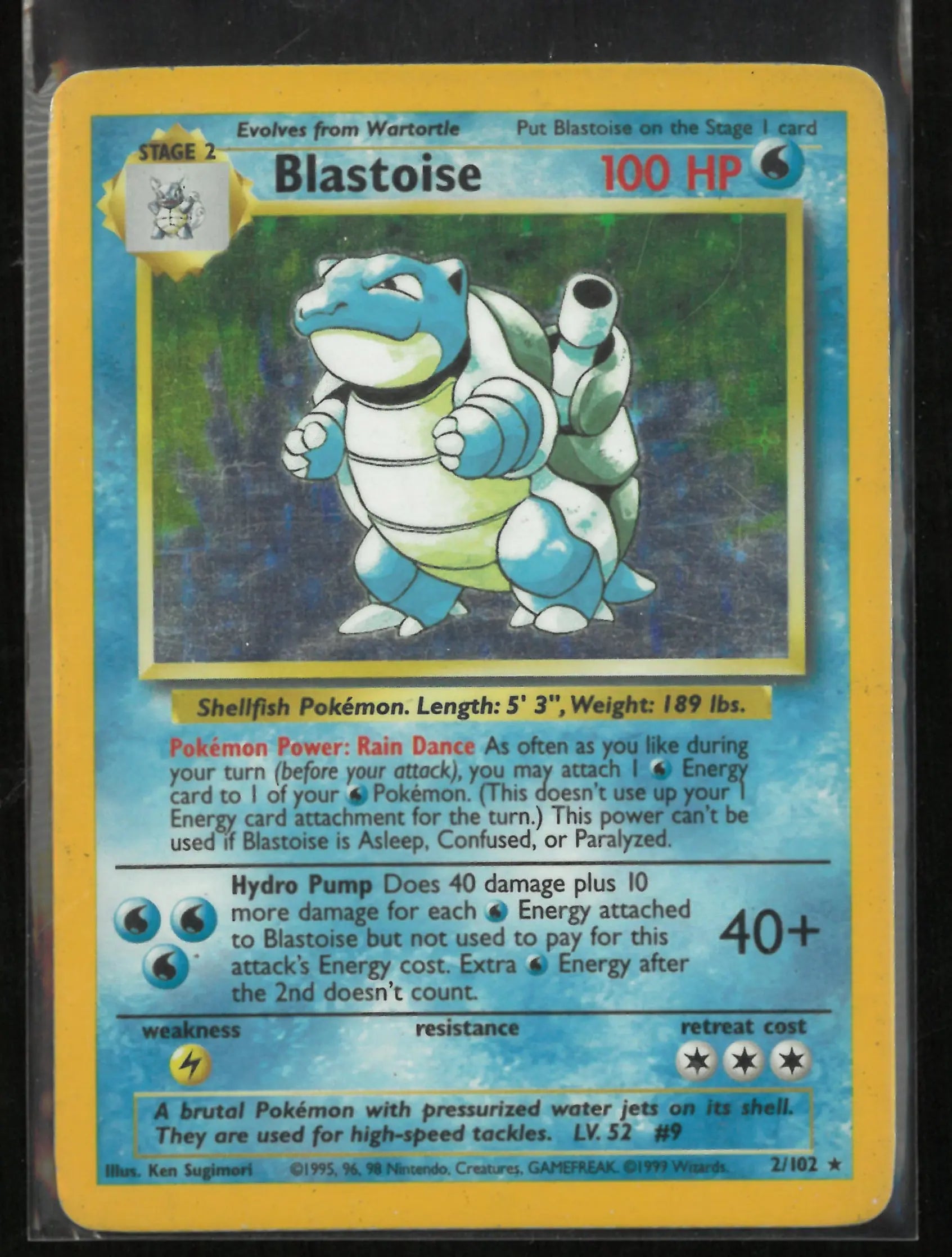 1999 Pokemon Base Set Blastoise Holo Rare 2/102 