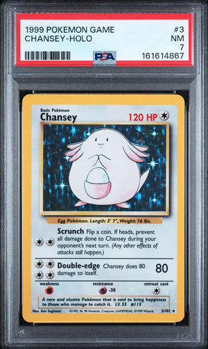 1999 Pokemon Base Set Chansey Unlimited Holofoil Rare 3/102 PSA 7 