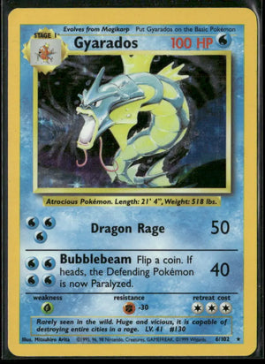 1999 Pokemon Base Set Holofoil Gyarados 6/102 