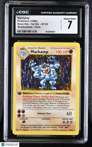 1999 Pokemon Base Set Machamp Holo 1st Edition CGC 7 #8/102 