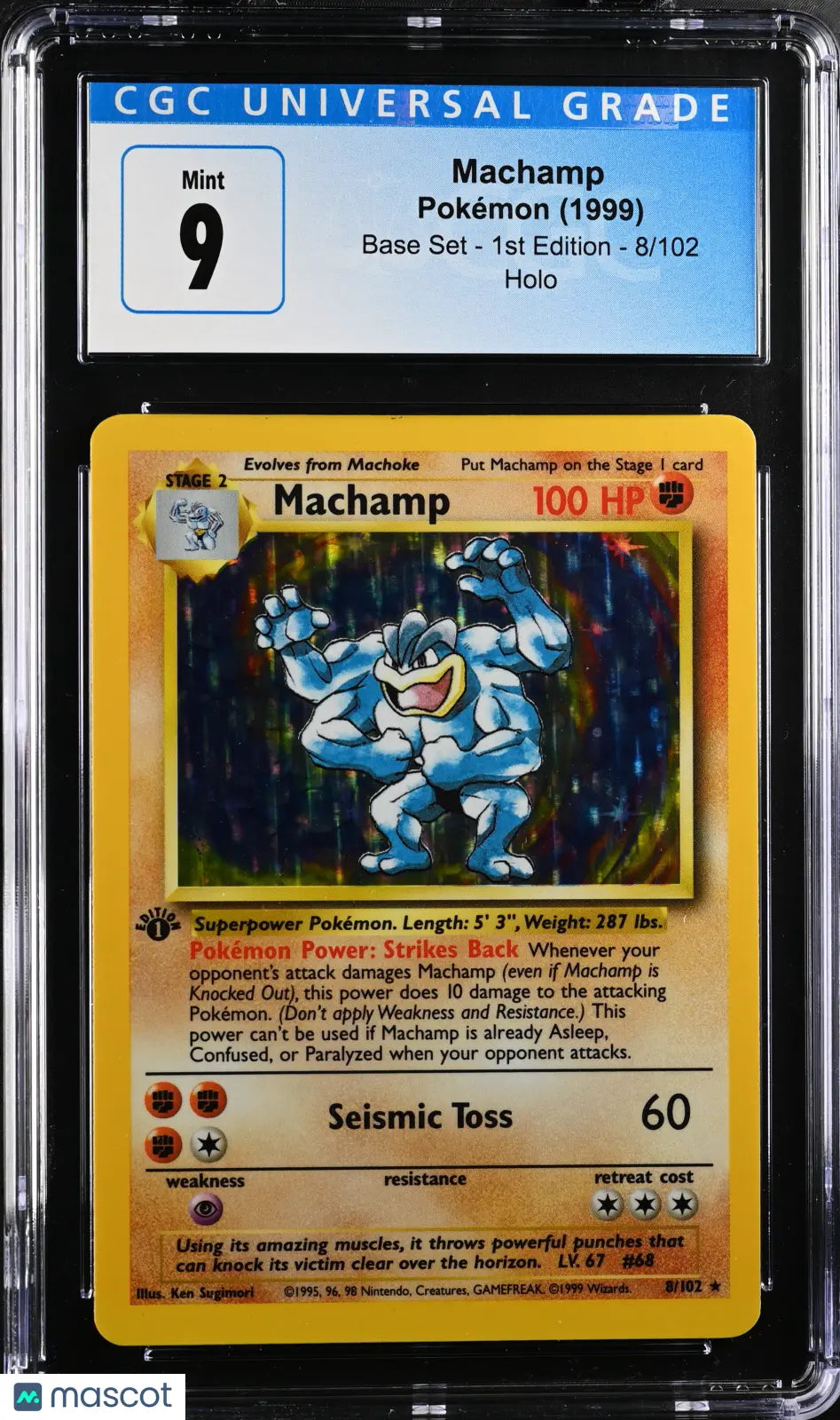 1999 Pokemon Base Set Machamp #8/102 1st Edition CGC 9 