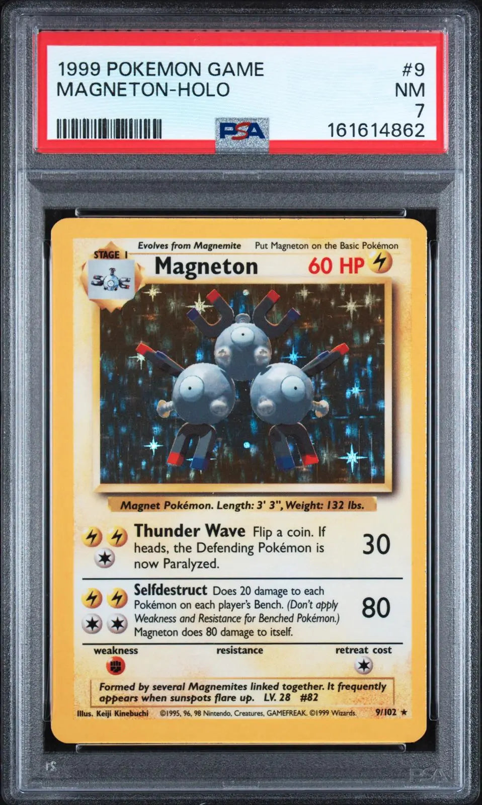 1999 Pokemon Base Set Magneton Unlimted Holofoil Rare 9/102 PSA 7 