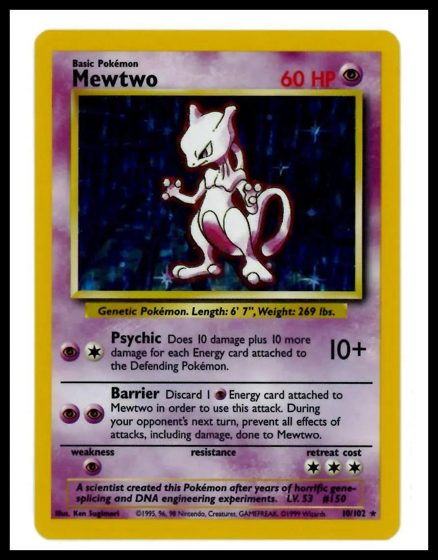 1999 Pokemon Base Set Mewtwo 010/102 