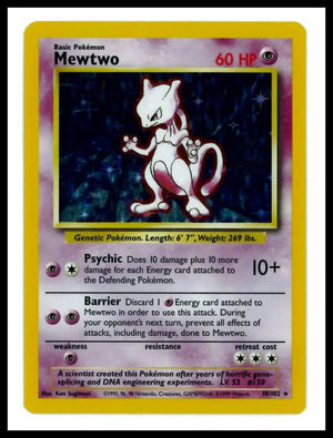 1999 Pokemon Base Set Mewtwo 010/102 LP 