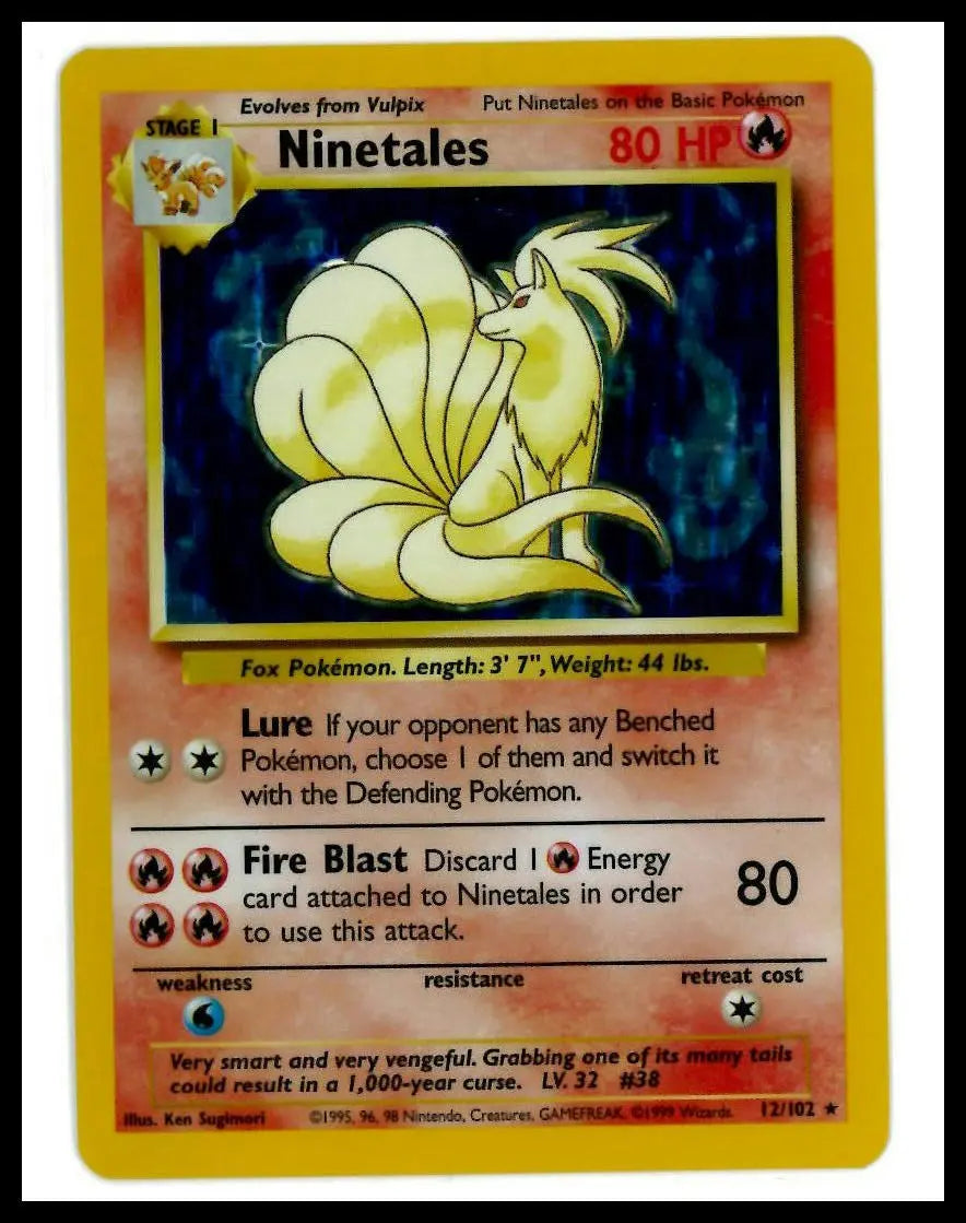 1999 Pokemon Base Set Ninetales 012/102 