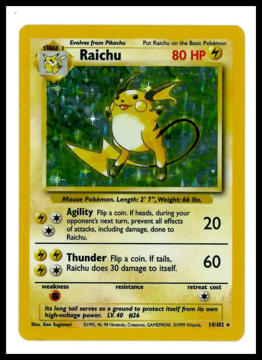 1999 Pokemon Base Set Raichu 014/102 