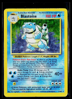 1999 Pokemon Base Set Unlimited Blastoise Holo Rare 2/102 Damaged DMG 