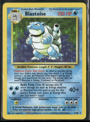 1999 Pokemon Base Set Unlimited Holo Rare Blastoise 2/102 LP 