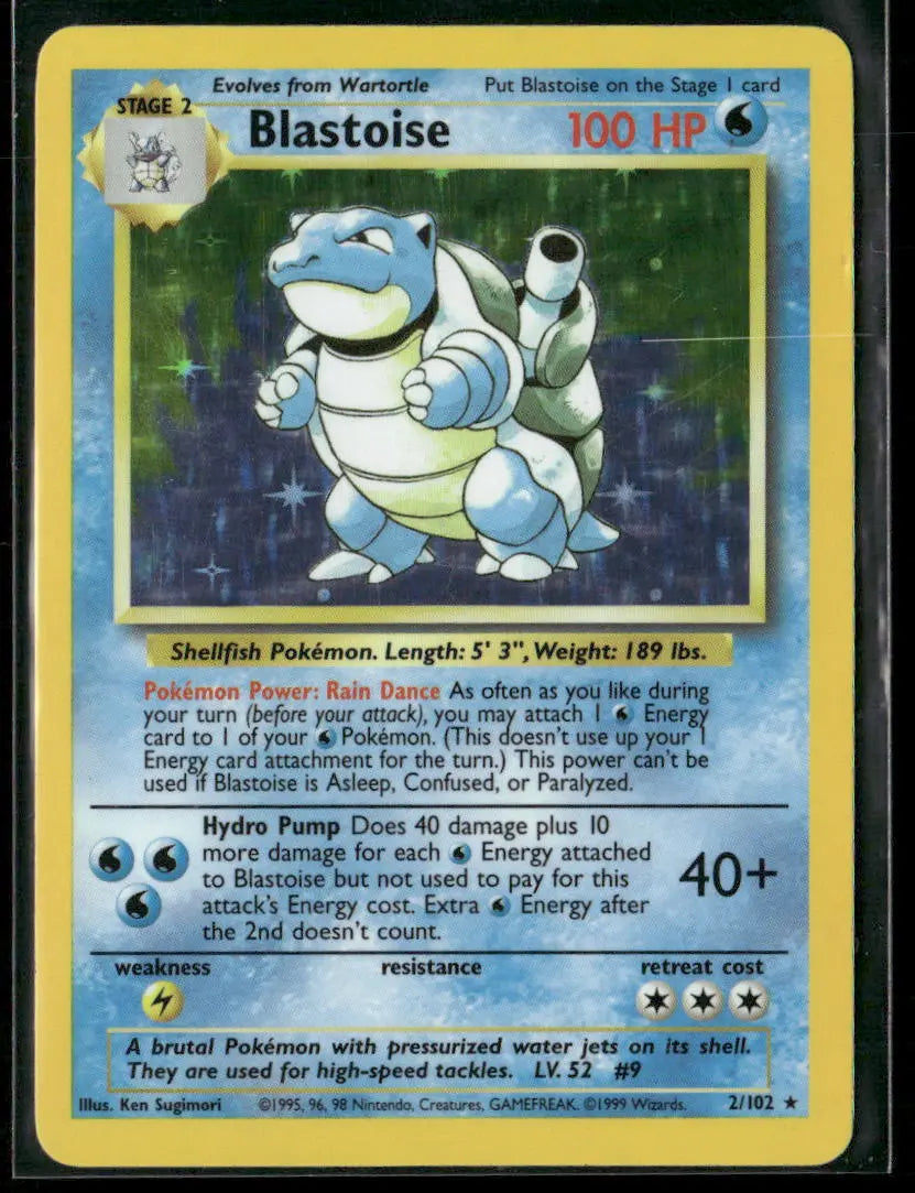 1999 Pokemon Base Set Unlimited Holo Rare Blastoise 2/102 LP 