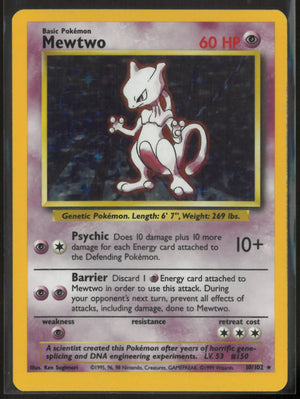1999 Pokemon Base Set Unlimited Holo Rare Mewtwo 10/102 