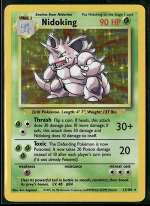 1999 Pokemon Base Set Unlimited Holo Rare Nidoking 11/102 