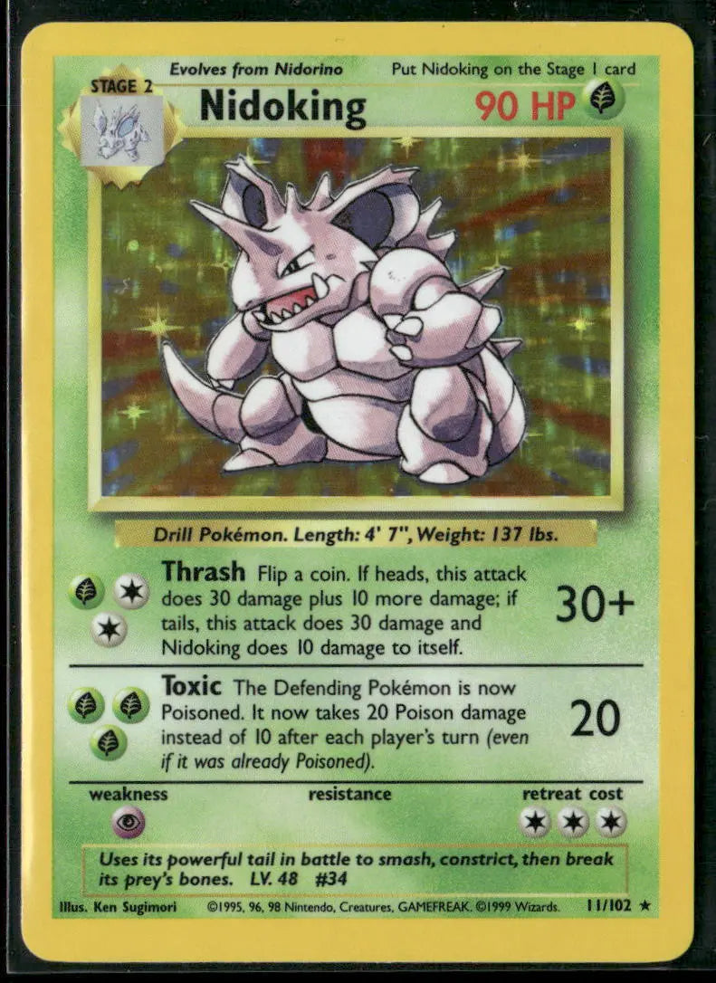 1999 Pokemon Base Set Unlimited Holo Rare Nidoking 11/102 