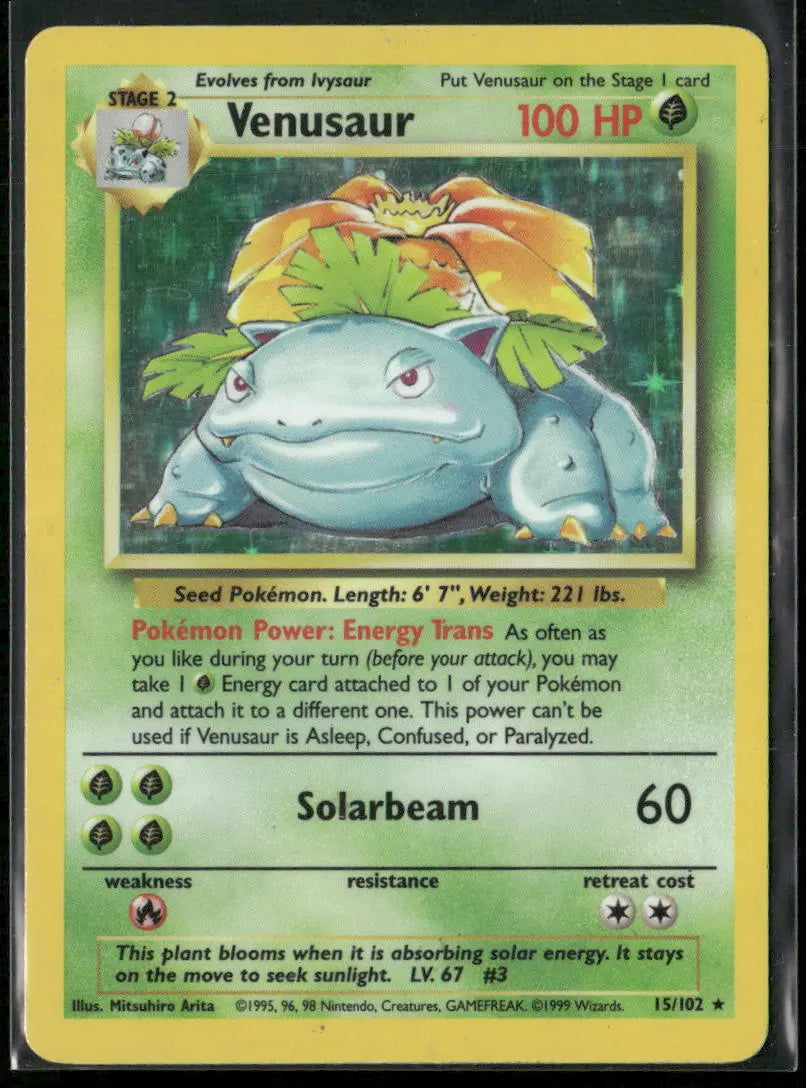 1999 Pokemon Base Set Unlimited Holo Rare Venusaur 15/102 LP 