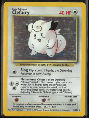 1999 Pokemon Base Set Unlimited Holofoil Rare Clefairy 5/102 