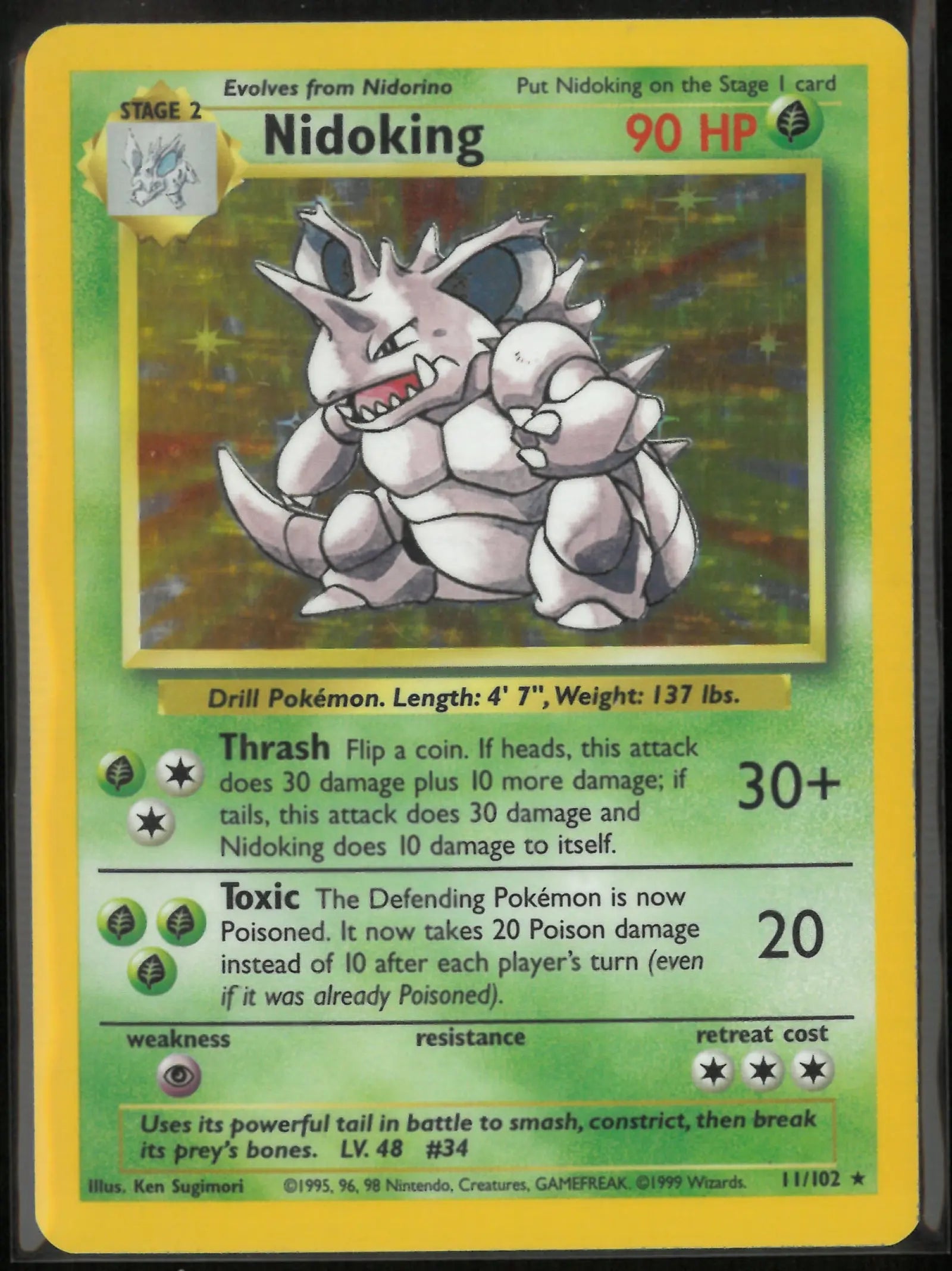 1999 Pokemon Base Set Unlimited Holofoil Rare Nidoking 11/102 