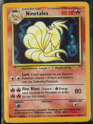 1999 Pokemon Base Set Unlimited Ninetales Holo Rare 12/102 