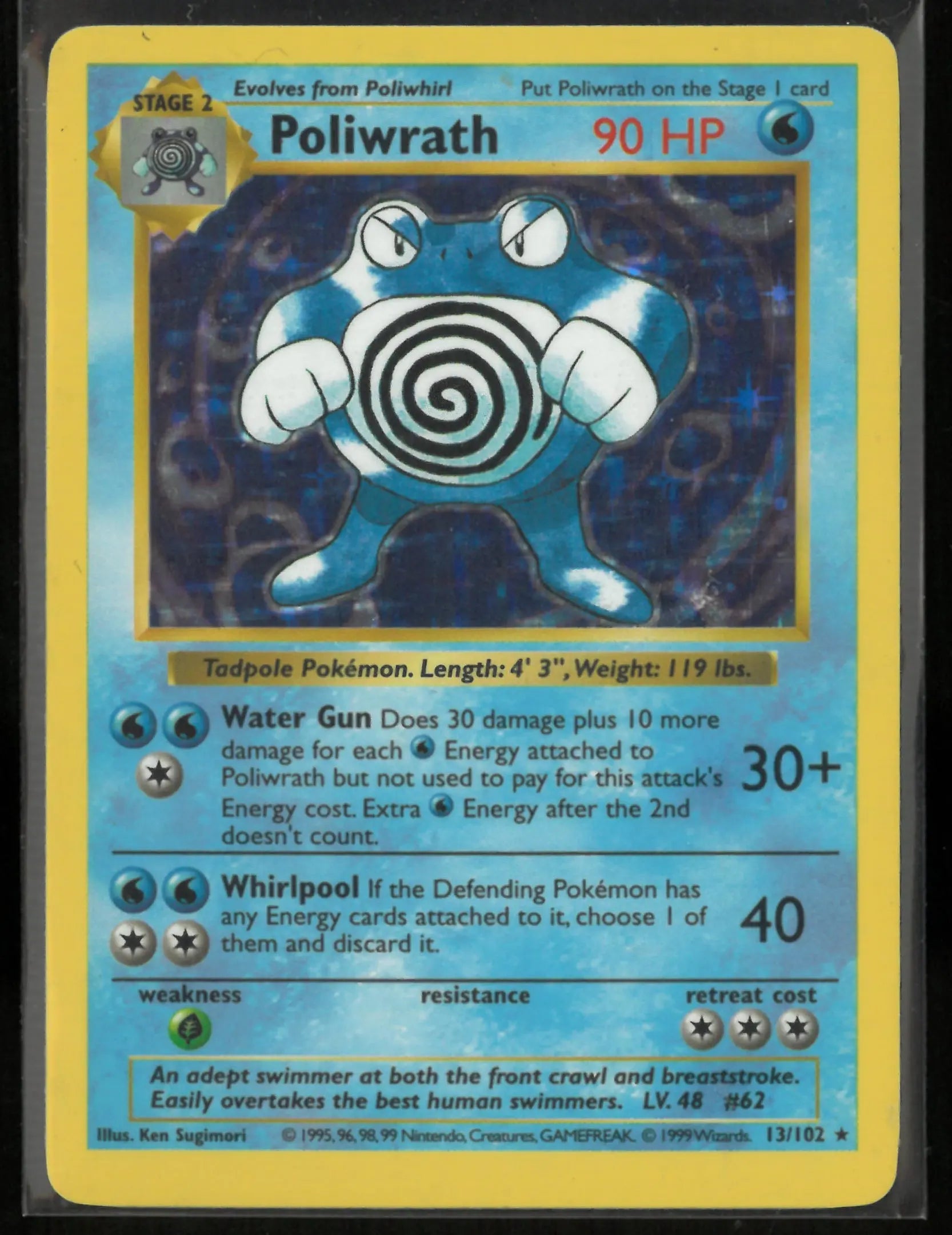 1999 Pokemon Base Set Unlimited Poliwrath Holo Rare 13/102 