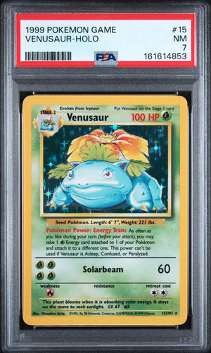 1999 Pokemon Base Set Venusaur Unlimited Holofoil Rare 15/102 PSA 7 