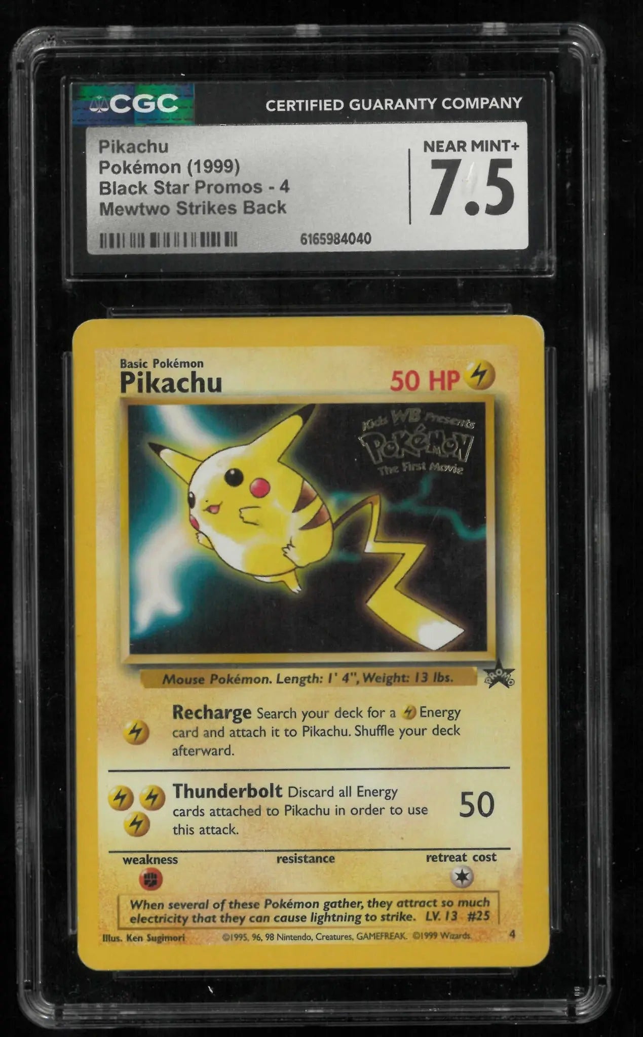 1999 Pokemon Black Star Promo Pikachu 4 CGC 7.5 